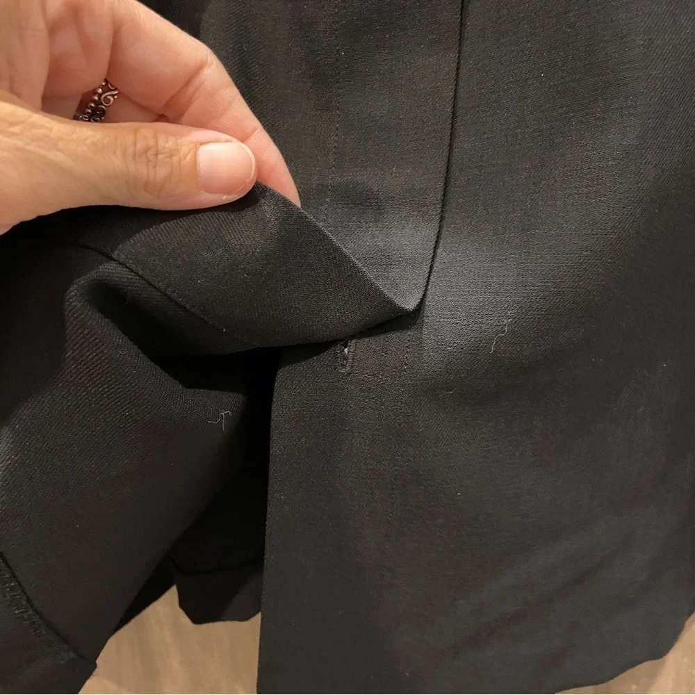 Eileen Fisher Medium Petite Wool Stand Collar Overshirt in Black (flaw)